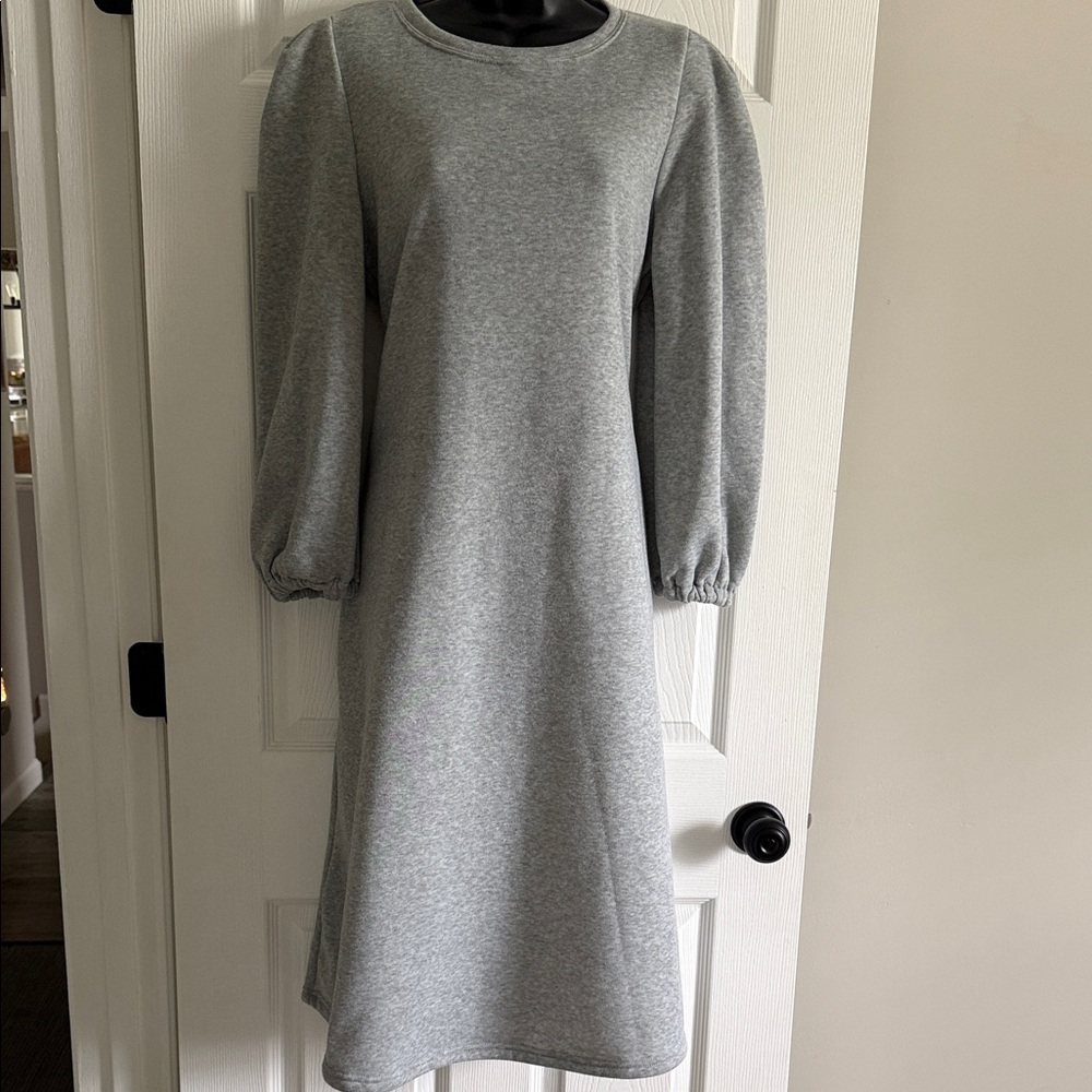 Classic Grey Long Sleeve A-Line Dress